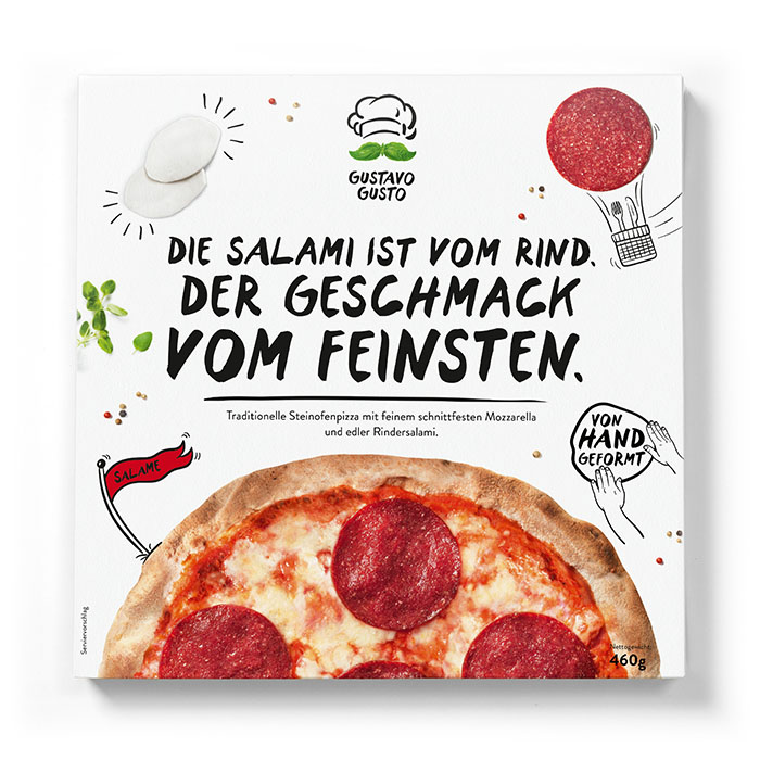 Tiefkühlpizza Salami Gustavo Gusto